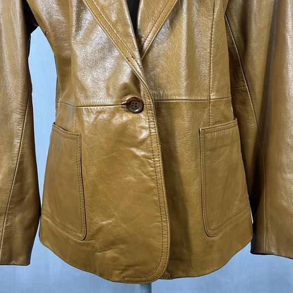 Vintage Rogue Leather by Reilly Olmes Camel Brown Leather Jacket. - Picture 4 of 12